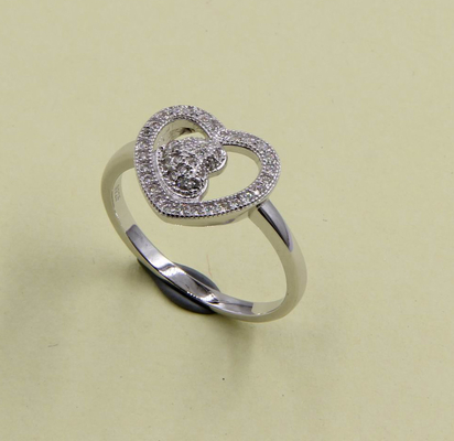 Anillos de circo de corte redondo de plata de plata esterlina 925 para mujeres Anillos de plata esterlina de corazón apilables Anillos de plata Cz Anillos