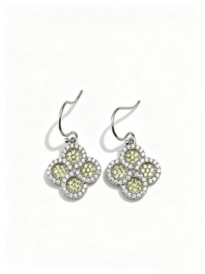 2026 Nuevo verano caliente 925 Silver CZ Arete de oreja / gancho de oreja con manzana verde y blanco AAA CZ piedras, redondo círculo de flores de la suerte Arete de oreja joyería de rodio recubierto para el aspecto clásico, manzana verde joyería CZ