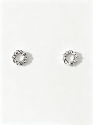 Pendientes de plata 925 con rodio blanco y circonita cúbica redonda, delicados y brillantes, con piedras de circonita cúbica engastadas en plata de ley, ideales para el uso diario y ocasiones especiales