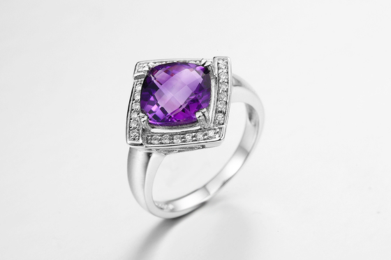 Anillos de plata de la piedra preciosa del AAA 925 con la piedra 4.1g de la amatista