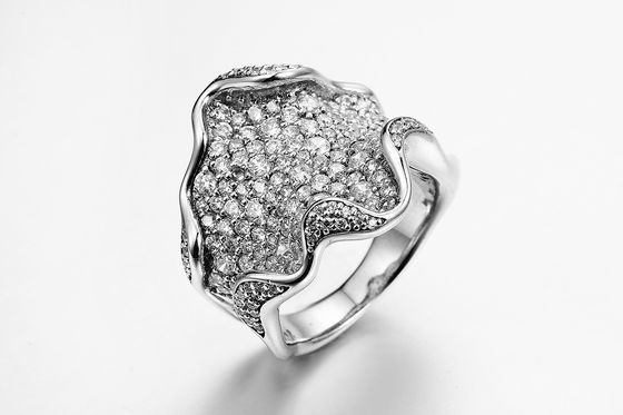 Alianzas de boda femeninas reticulares 9.84g Sterling Silver Cz Anniversary Bands de la circona cúbica