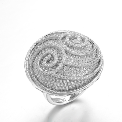 Anillos modelados de plata para hombre 13.8g Sterling Silver Engraved Ring de la circona cúbica
