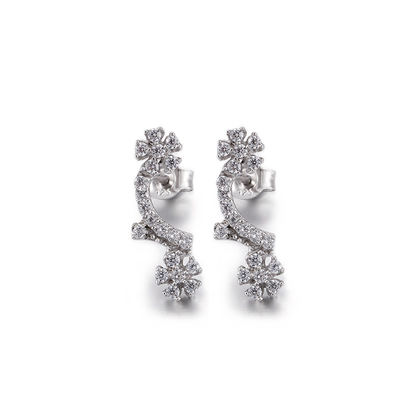 Semilune 925 pendientes de plata del descenso de la plata de los pendientes 1.95g de la CZ para las mujeres