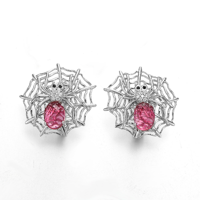 Web de araña de los cristales Swarovski 4.85g de Ruby 925 Sterling Silver Stud Earrings With
