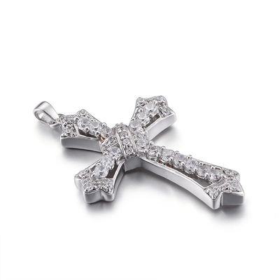Coincidencia III 925 colgante pendiente de plata de la CZ 4.53g Sterling Silver Cubic Zirconia Cross
