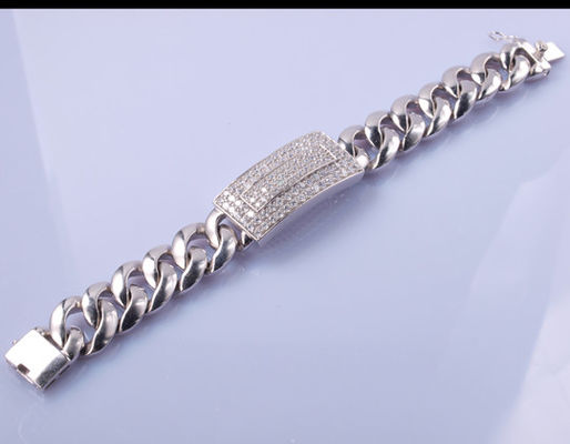 96,25 gramos 925 de pulsera de plata el 19cm de la CZ que hace juego las pulseras magnéticas para los pares