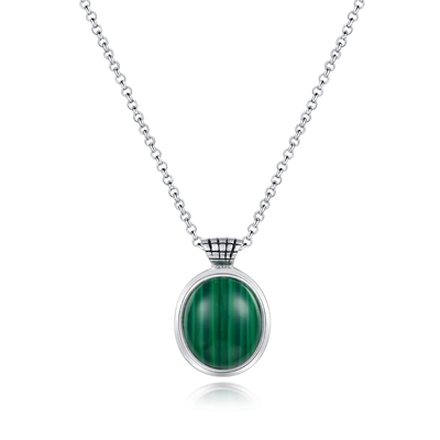 925 el óvalo de Sterling Silver Malachite Pendant 13x15m m formó para las mujeres