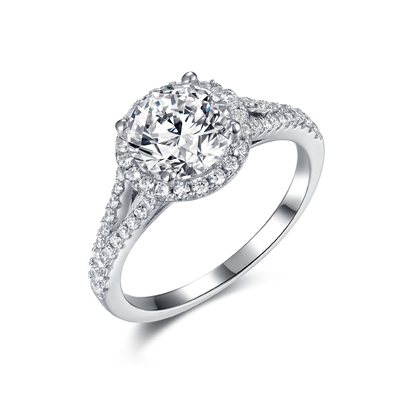 Estilo chispeante de Sterling Silver Moissanite Wedding Rings 8.0m m de la ronda